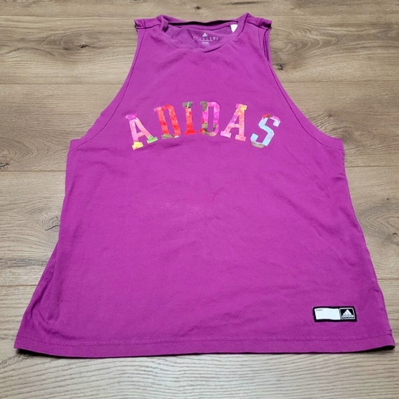 Adidas Magenta Tank with Multicolor Logo - Picture 1 of 4